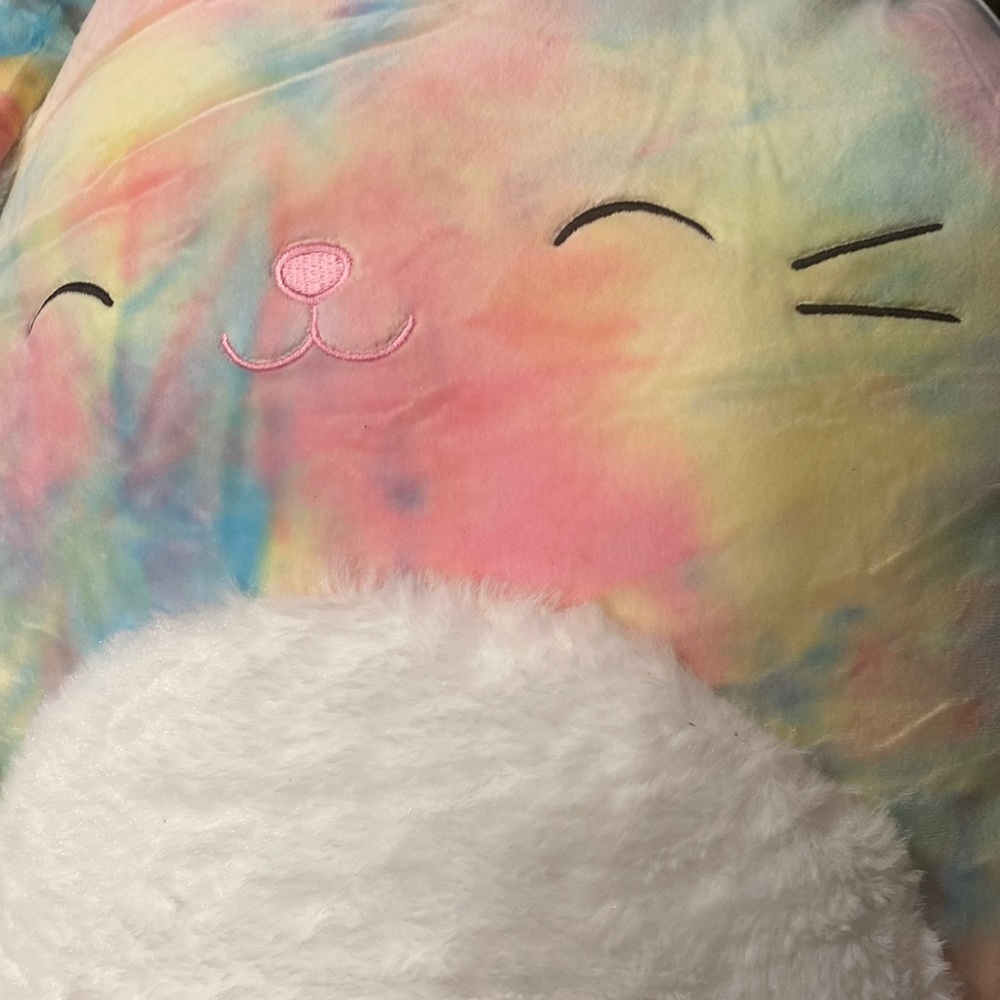 NWT CANDY Original Squishmallows Rainbow Tie-Dye Large Toy Pink Blue Bunny 16”